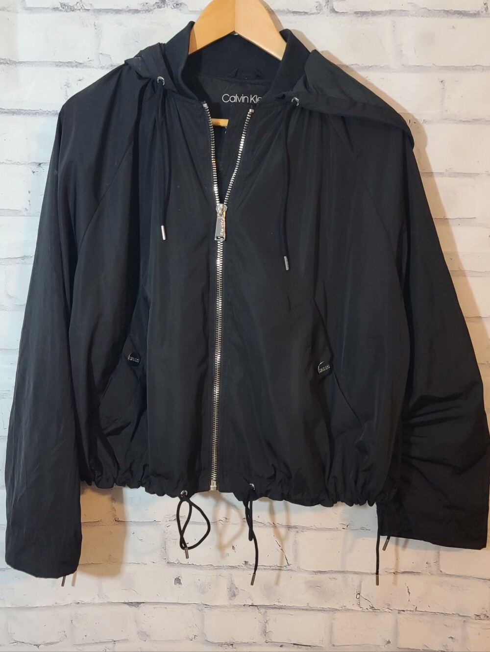 Calvin Klein Performance Women's Black Cropped Hooded Full Zip Repel Jacket S